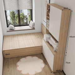 Combo Phòng Ngủ Thông Minh Tích Hợp Bàn Làm Việc Và Tủ Lưu Trữ Và Kệ Sách 160x200cm Yapi-CBPN004