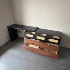 Bàn Trang Điểm Chữ L Gỗ MDF Cánh Mây Nhiều Ngăn Kéo 140x40x75cm Yapi-808