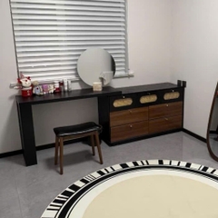 Bàn Trang Điểm Chữ L Gỗ MDF Cánh Mây Nhiều Ngăn Kéo 140x40x75cm Yapi-808