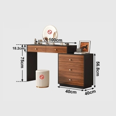 Bàn Trang Điểm Chữ L Gỗ MDF Cánh Mây Nhiều Ngăn Kéo 140x40x75cm Yapi-808