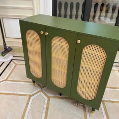 Tủ Giày Gỗ MDF Phối Cánh Mây Cổ Điển 160x36,5x95cm Yapi-326