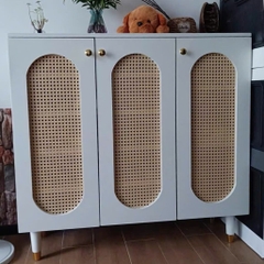 Tủ Giày Gỗ MDF Phối Cánh Mây Cổ Điển 160x36,5x95cm Yapi-326