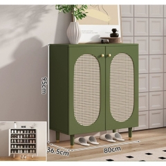 Tủ Giày Gỗ MDF Phối Cánh Mây Cổ Điển 160x36,5x95cm Yapi-326