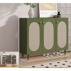 Tủ Giày Gỗ MDF Phối Cánh Mây Cổ Điển 160x36,5x95cm Yapi-326