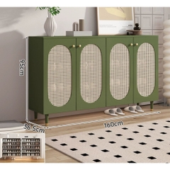 Tủ Giày Gỗ MDF Phối Cánh Mây Cổ Điển 160x36,5x95cm Yapi-326