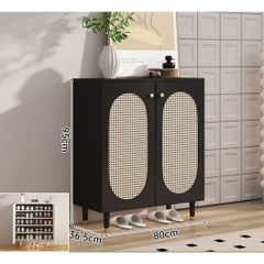 Tủ Giày Gỗ MDF Phối Cánh Mây Cổ Điển 160x36,5x95cm Yapi-326