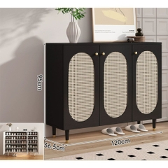 Tủ Giày Gỗ MDF Phối Cánh Mây Cổ Điển 160x36,5x95cm Yapi-326