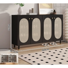 Tủ Giày Gỗ MDF Phối Cánh Mây Cổ Điển 160x36,5x95cm Yapi-326