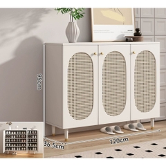 Tủ Giày Gỗ MDF Phối Cánh Mây Cổ Điển 160x36,5x95cm Yapi-326