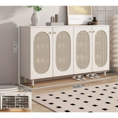 Tủ Giày Gỗ MDF Phối Cánh Mây Cổ Điển 160x36,5x95cm Yapi-326