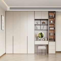 Kodogo, Combo Tủ Quần Áo Kèm Bàn Trang Điểm Hiện Đại Gỗ MDF Màu Trắng Yapi-256