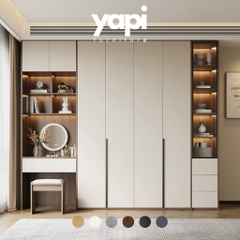 Kodogo, Combo Tủ Quần Áo Kèm Bàn Trang Điểm Hiện Đại Gỗ MDF Màu Trắng Yapi-256