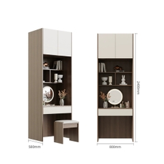 Kodogo, Combo Tủ Quần Áo Kèm Bàn Trang Điểm Hiện Đại Gỗ MDF Màu Trắng Yapi-256