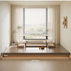 Giường Bệt Tatami, Bục Gỗ Hiện Đại Có LED Kiểu Nhật, Giường Cho Homestay 240x180x10cm Yapi-544