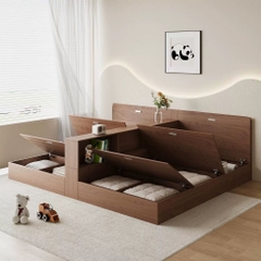 Giường Ngủ Sinh Đôi Cho Bé Có Vách Ngăn Và Tủ Lư Trữ 140cmx200cm Yapi-545