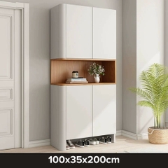 Tủ Giày Bo Góc Tròn Hiện Đại Có Ngăn Trang Trí 100x35x200cm Yapi-327