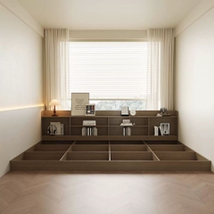 Giường Ngủ Tatami Kèm Kệ Đầu Giường Có LED Hiện Đại 240x190x15cm Yapi-546