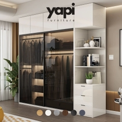 Tủ Quần Áo Cánh Lùa, Kính Cường Lực Hiện Đại 180x60x200cm Yapi-258