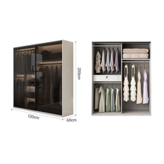 Tủ Quần Áo Cánh Lùa, Kính Cường Lực Hiện Đại 180x60x200cm Yapi-258