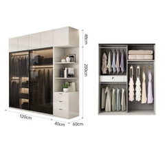 Tủ Quần Áo Cánh Lùa, Kính Cường Lực Hiện Đại 180x60x200cm Yapi-258