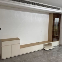 Kệ Tivi Hiện Đại Kèm Tủ Trang Trí Và Tủ Kính Trọng Cho Phòng Khách 380x35x30cm Yapi-918