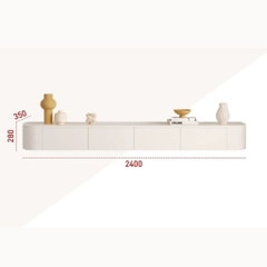 Kệ Tivi Treo Tường Hiện Đại Bo Góc Có Đèn LED, Nội Thất Phòng Khách 200x35x28cm Yapi-919