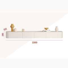 Kệ Tivi Treo Tường Hiện Đại Bo Góc Có Đèn LED, Nội Thất Phòng Khách 200x35x28cm Yapi-919