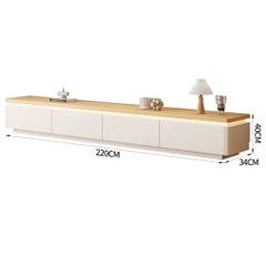 Kệ TV Phòng Khách Mặt Gỗ Có Đèn LED Hắt, Dáng Thấp Nhiều Ngăn Kéo 220x34x40cm Yapi-921