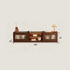Kệ TV Kèm Tủ Phụ, Cánh Kính Sọc Thiết Kế Sang Trọng 240x30x45cm Yapi-920
