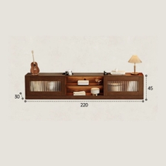 Kệ TV Kèm Tủ Phụ, Cánh Kính Sọc Thiết Kế Sang Trọng 240x30x45cm Yapi-920