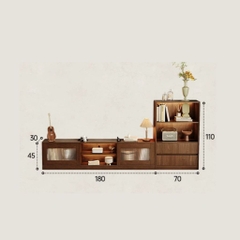 Kệ TV Kèm Tủ Phụ, Cánh Kính Sọc Thiết Kế Sang Trọng 240x30x45cm Yapi-920