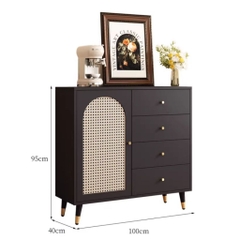 Tủ Trang Trí Cánh Mây Kèm Ngăn Kéo Phong Cách Indochine Hiện Đại 120x40x95cm Yapi-120