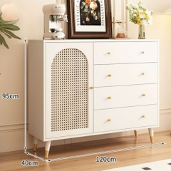 Tủ Trang Trí Cánh Mây Kèm Ngăn Kéo Phong Cách Indochine Hiện Đại 120x40x95cm Yapi-120