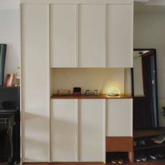 Tủ Giày Có Ghế Ngồi Phong Cách Hiện Đại Tối Giản, Vân Gỗ Sọc 210x36x200cm Yapi-328