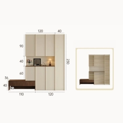 Tủ Giày Có Ghế Ngồi Phong Cách Hiện Đại Tối Giản, Vân Gỗ Sọc 210x36x200cm Yapi-328