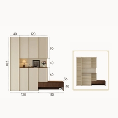 Tủ Giày Có Ghế Ngồi Phong Cách Hiện Đại Tối Giản, Vân Gỗ Sọc 210x36x200cm Yapi-328