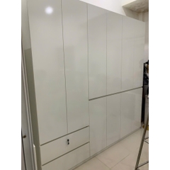 Tủ Quần Áo Gỗ MDF 6 Cánh Hiện Đại Màu Trắng Kèm Tủ Phụ 200x58x240cm Yapi-255