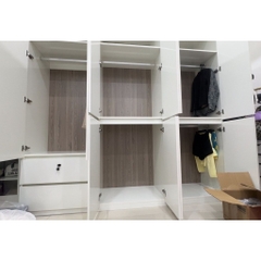 Tủ Quần Áo Gỗ MDF 6 Cánh Hiện Đại Màu Trắng Kèm Tủ Phụ 200x58x240cm Yapi-255
