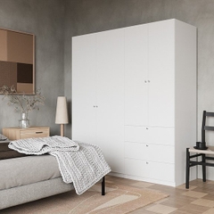Tủ Quần Áo Thiết Kế Cánh Mở Kèm Hộc Tủ Bằng Gỗ MDF Nhập Yapi-214