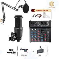 Combo Livestream Mixer AMX06 + Micro AT2020 ( Dây live 3 màu )