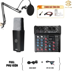 Combo Livestream Mixer AMX06 + Micro C104 (Dây live 3 màu)