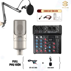 Combo Livestream Mixer AMX06 + Micro K200 ( Dây live 3 màu )
