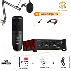 Combo Livestream TASCAM US 2X2 HR + Mic P120 (Boxlive 378)
