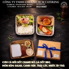 281125 Set Lunch Elite - Cơm Cá hồi sốt chanh bơ, gà sốt BBQ/Salmon with Lemon Butter Sauce, Chicken with BBQ Sauce and Rice