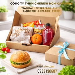 150126 Breakfast Box Vigor - Hamburger 120gr, Trái cây, Nước