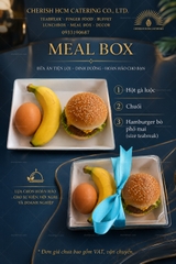 Breakfast box Trứng gà, Trái cây, Hamburger bò phô mai