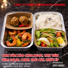 040226 Lunch box - Cơm tôm xào chua ngọt, thịt viên