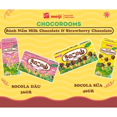[CHOCOLATE MEIJI ] Bánh nấm phủ socola Chocorooms 2 vị Sữa/Dâu