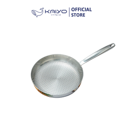 Chảo đúc inox 3 lớp thân đáy liền dập nổi Kaiyo, dáng cạn size 24cm [mã KIP-6711]