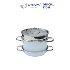 Bộ nồi, chảo, xửng inox 304 Stackable Kaiyo, size 20cm, màu xanh [mã KSC-1600]